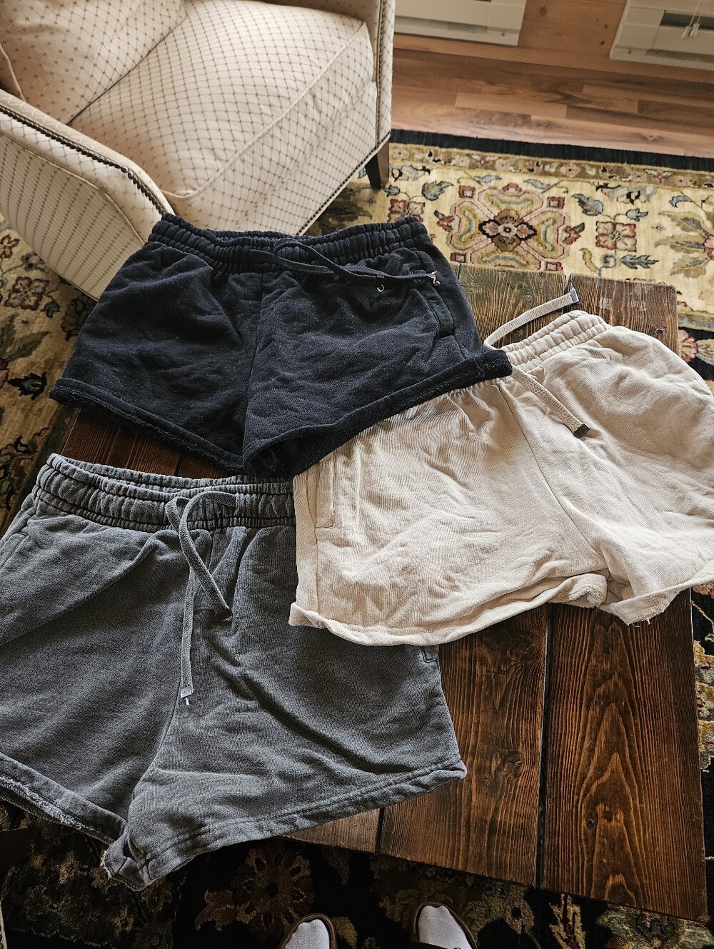 Casual Short Set — Black, Gray & Cream Lounge Shorts